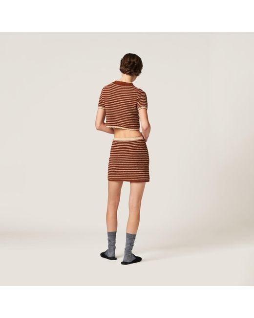 Miu Miu Brown Cotton Bouclé Mini-Skirt