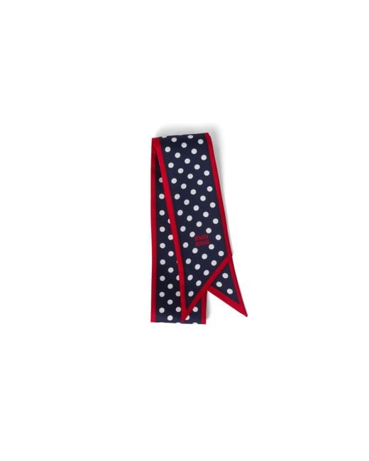 Miu Miu Red Printed Twill Scarf