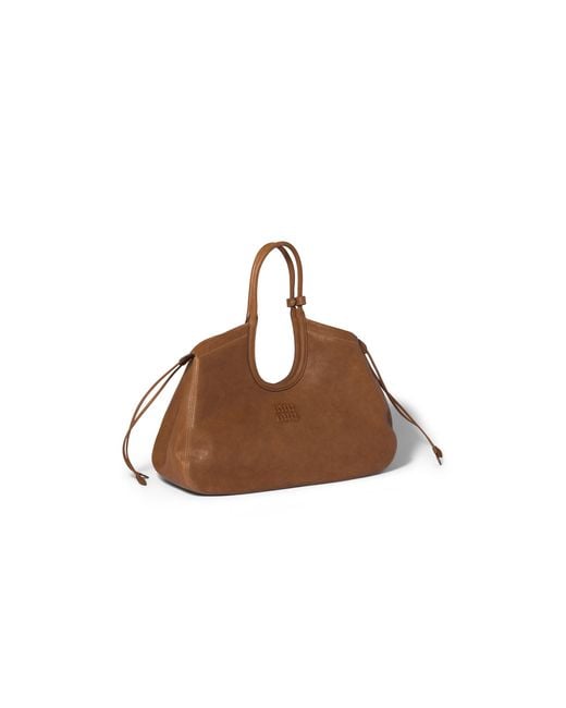 Miu Miu Brown Ivy Nappa Leather Shopping Bag