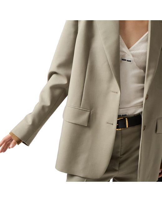Miu Miu Natural Single-Breasted Kid Mohair Jacket