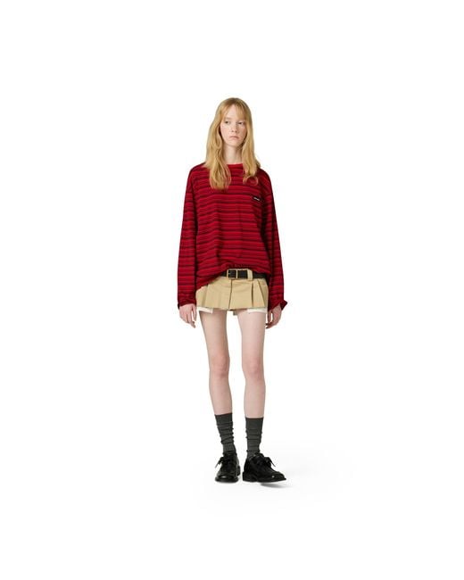 Miu Miu Red Striped Jersey T-Shirt