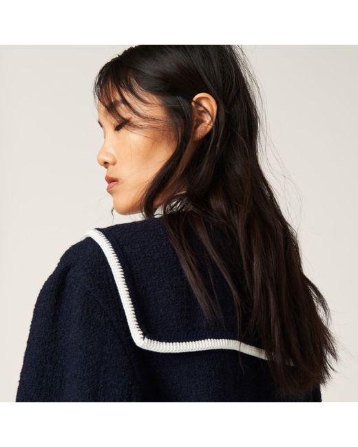 Miu Miu Blue Single-Breasted Tweed Jacket