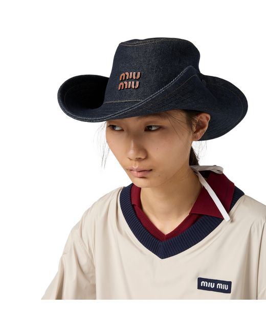 Miu Miu Blue Denim Cowboy Hat
