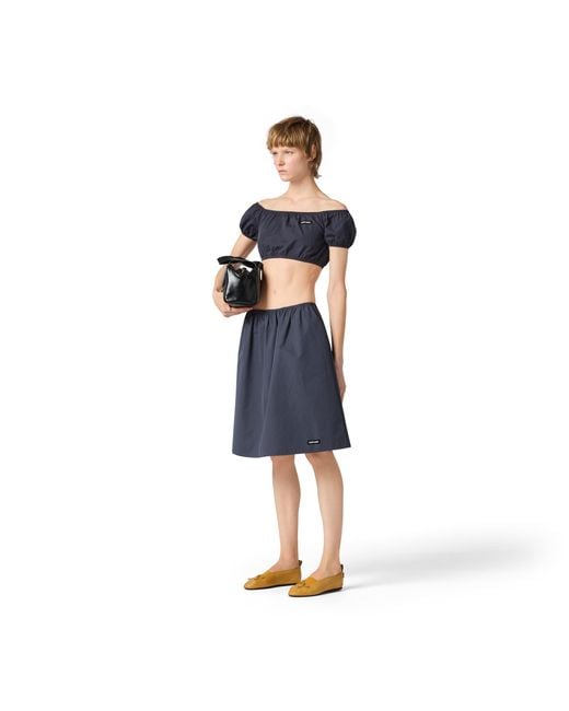 Miu Miu Blue Poplin Crop Top