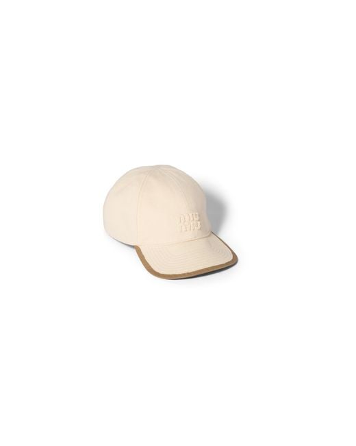 Miu Miu White Drill And Poplin Baseball Cap