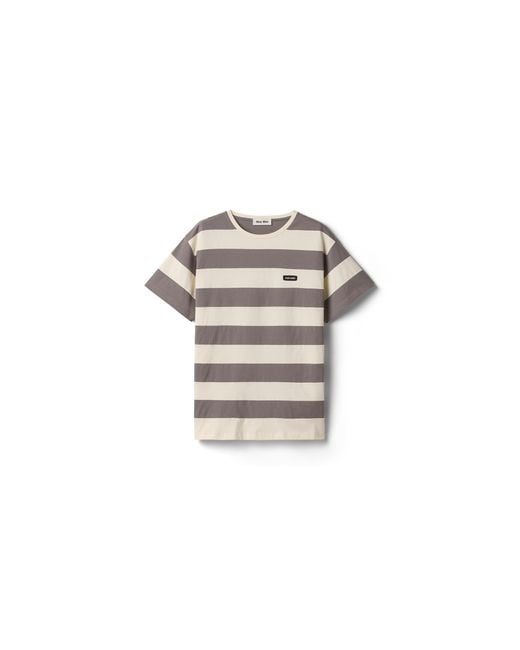 Miu Miu White Striped Jersey T-Shirt
