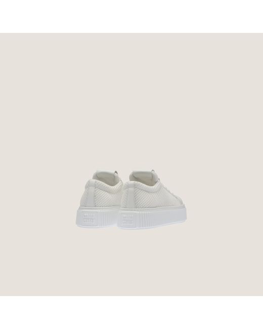 Miu Miu White Mesh Flatform Sneakers