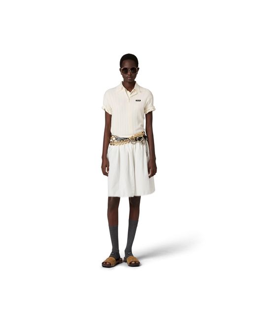 Miu Miu White Cashmere And Silk Polo Sweater