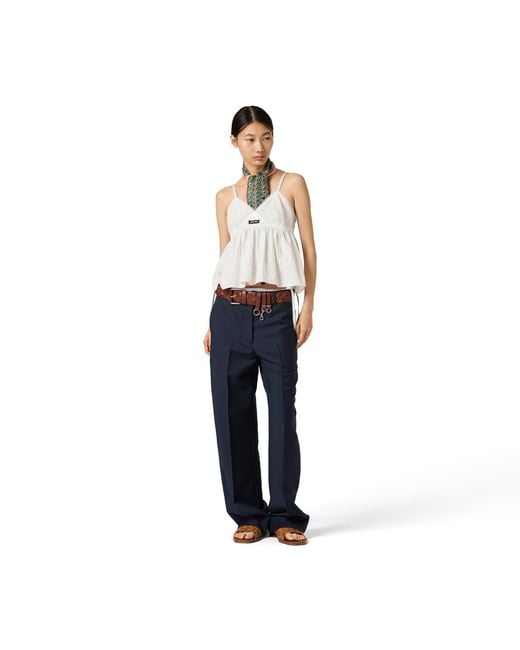 Miu Miu White Slubbed Eyelet Poplin Top