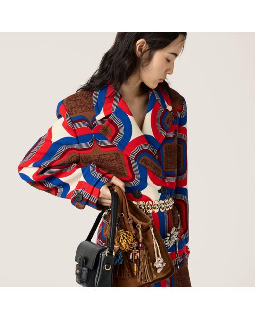 Miu Miu Suede Bag With Trick in Brown | Lyst