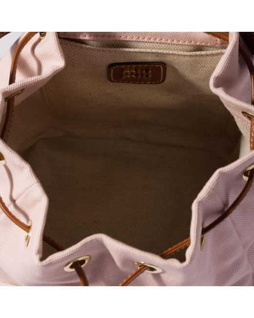 Miu Miu Pink Canvas And Leather Backpack