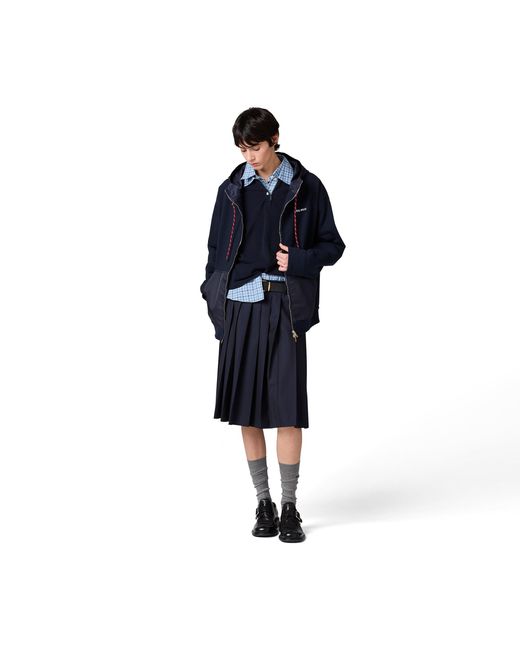 Miu Miu Blue Cotton Fleece Zipper Hoodie
