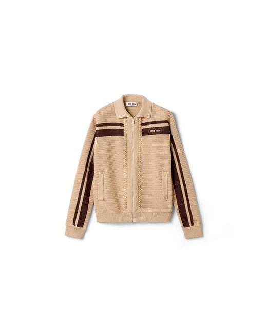 Miu Miu Natural Cotton Crochet Cardigan