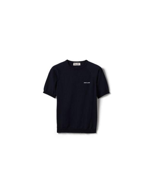 Miu Miu Blue Wool Crew-Neck Sweater