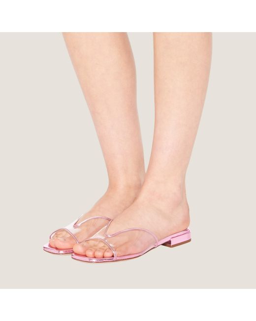 Miu Miu Pink Plexiglas And Metallic Leather Sandals