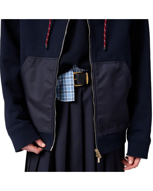 Miu Miu Blue Cotton Fleece Zipper Hoodie
