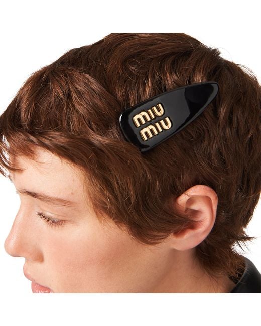 Miu Miu Black Tortoise Hair Clip