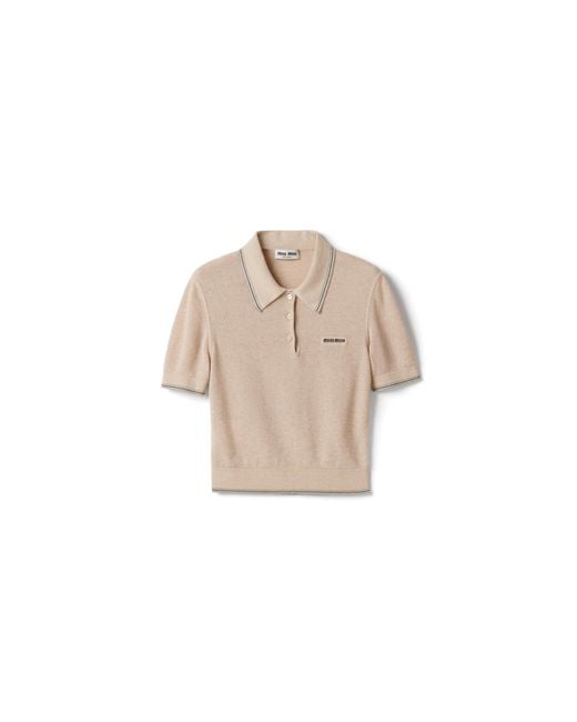 Miu Miu Natural Cotton Knit Polo Shirt