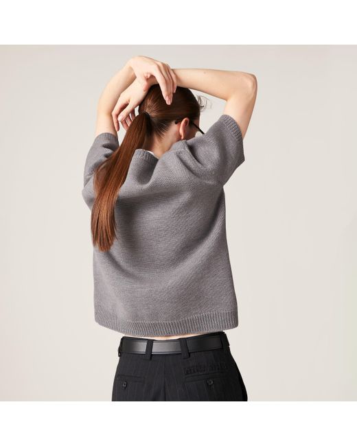 Miu Miu Gray Wool And Nylon Sweater