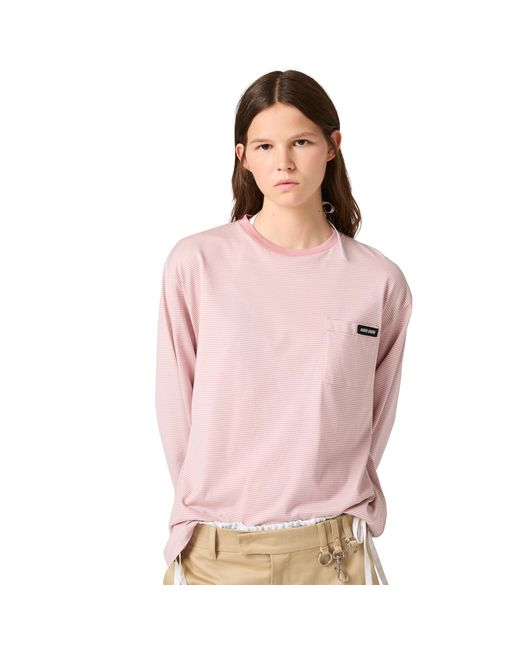 Miu Miu Pink Striped Jersey T-Shirt