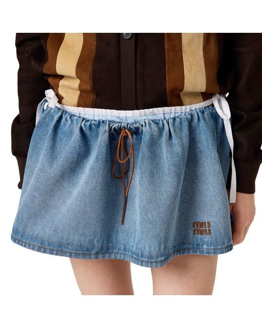 Miu Miu Blue Washed Denim Miniskirt