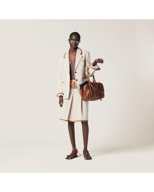 Miu Miu Brown Leather Patchwork Beau Bag