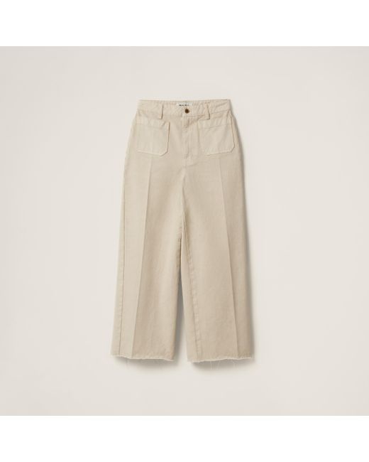 Miu Miu Natural Garment-Dyed Gabardine Pants