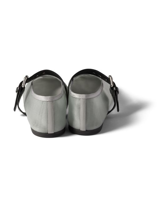 Miu Miu Gray Mesh Fabric Ballerinas