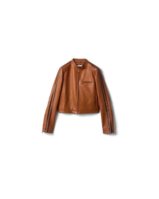 Miu Miu Brown Nappa Leather Jacket