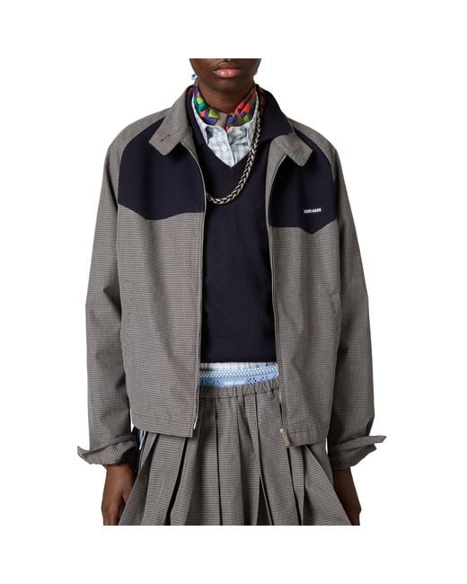 Miu Miu Gray Gingham Check Blouson Jacket