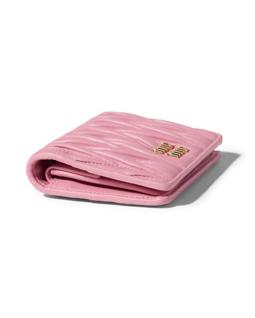 Miu Miu Red Small Matelassé Nappa Leather Wallet