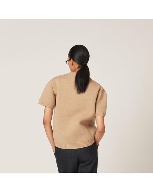 Miu Miu Natural Wool And Nylon Sweater