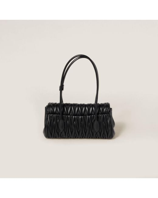 Miu Miu Matelassé Nappa Leather Shoulder Bag in Black | Lyst