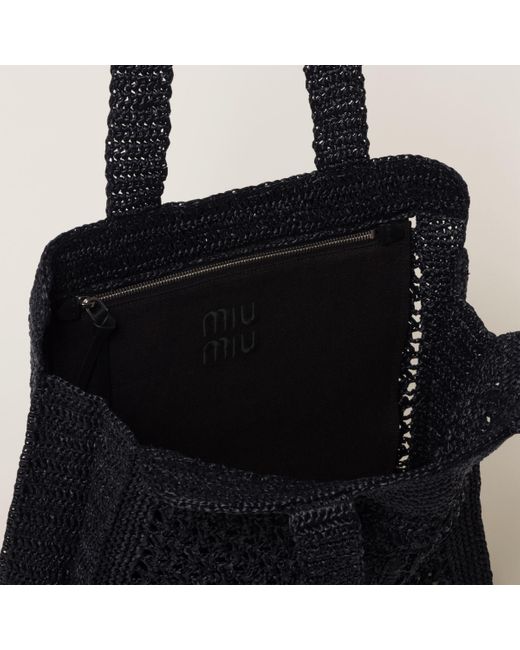 Miu Miu Black Woven Fabric Tote Bag