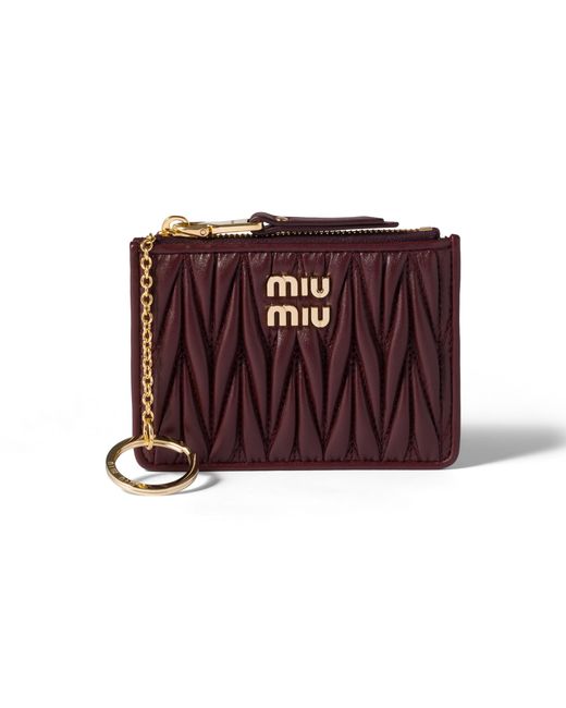 Miu Miu Purple Matelassé Nappa Leather Card Holder