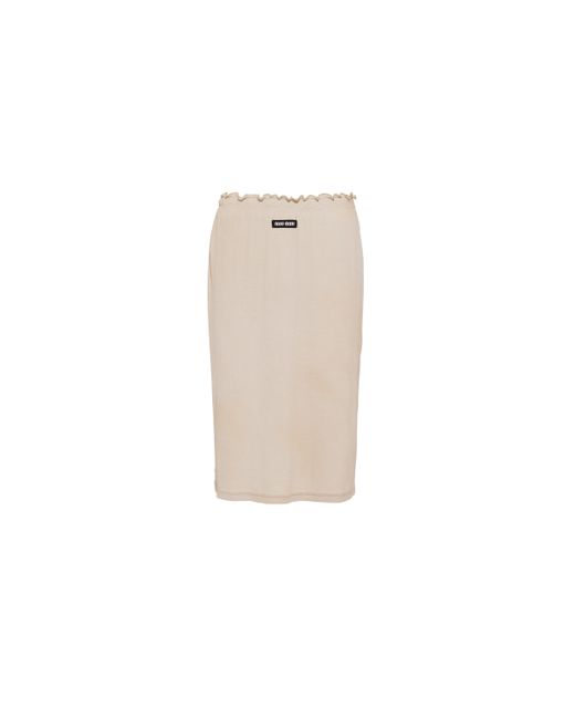 Miu Miu Natural Garment-dyed Ribbed Jersey Skirt