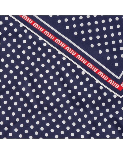 Miu Miu Blue Printed Twill Scarf