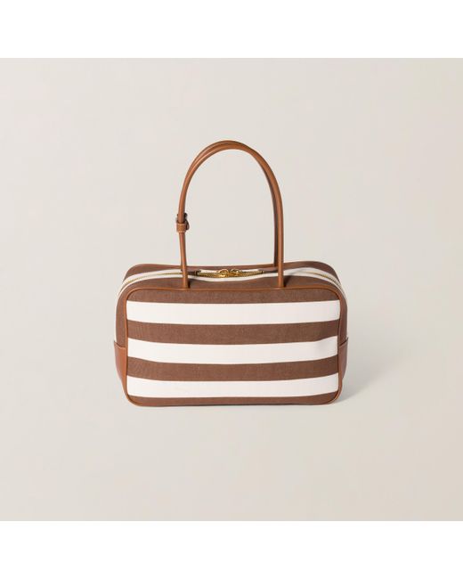 Miu Miu Metallic Beau Canvas And Leather Bag