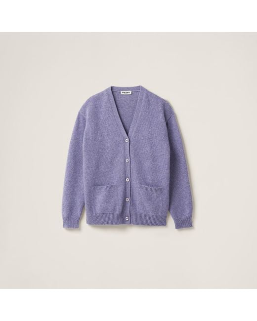 Miu Miu Purple Wool And Cashmere Cardigan