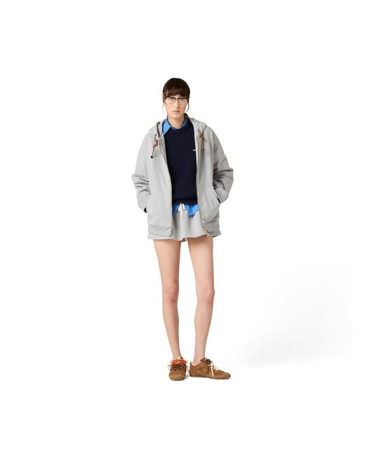 Miu Miu Gray Oversized Zip-Up Cotton Fleece Sweatshirt
