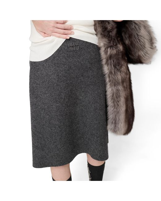 Miu Miu Black Shetland Wool Skirt