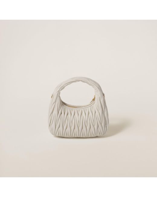 Miu Miu White Wander Matelassé Nappa Leather Hobo Bag