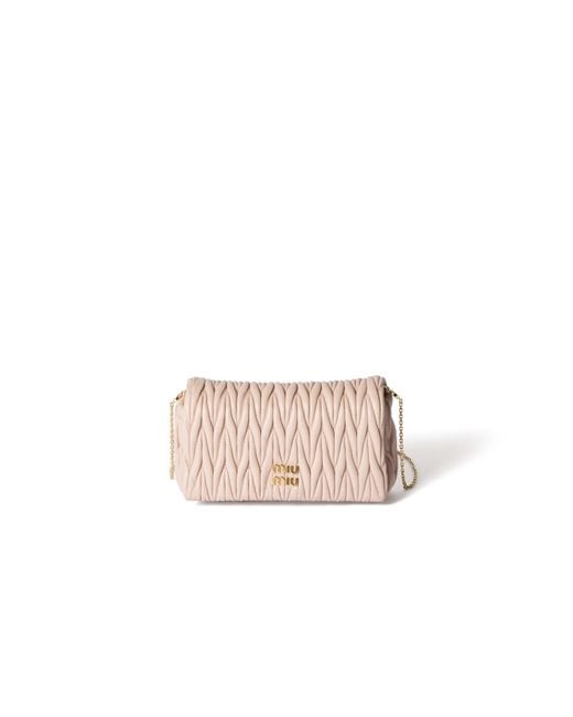 Miu Miu Pink Matelassé Nappa Leather Mini-Bag