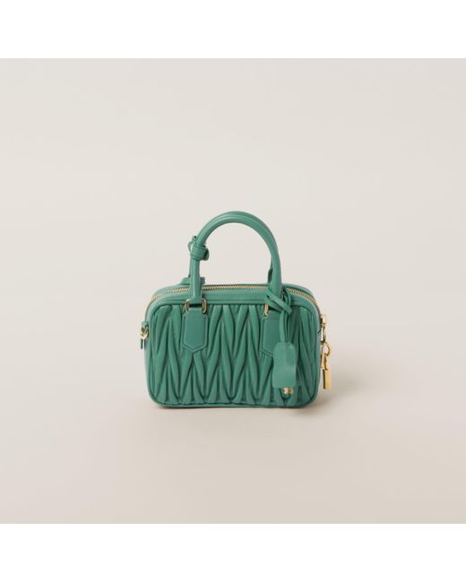 Miu Miu Green Matelassé Nappa Leather Top-handle Bag