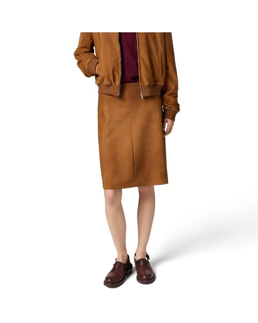 Miu Miu Brown Waxed Suede Skirt
