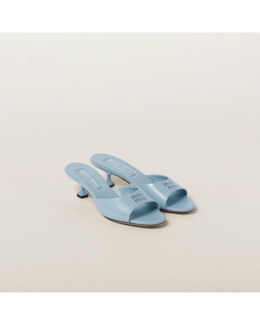 Miu Miu Blue Patent Leather Sandals