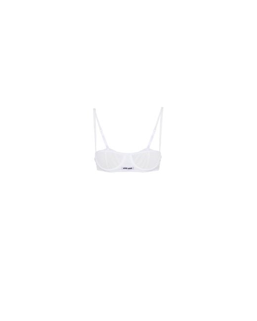 Miu Miu White Ribbed Knit Demi Bra
