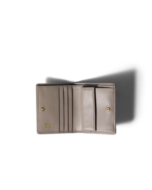 Miu Miu Gray Small Matelassé Nappa Leather Wallet