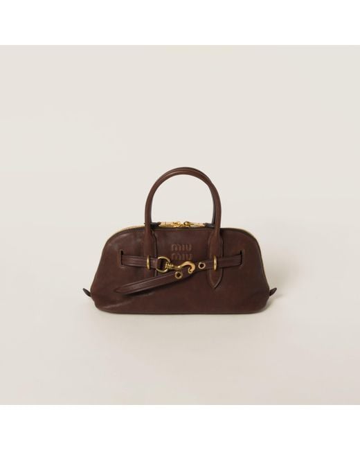 Miu Miu Brown Aventure Nappa Leather Top-Handle Bag