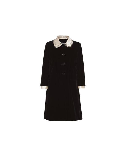Miu Miu Black Single-breasted Velvet Coat